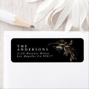 Étiquette Premium Black Gold Botanical Eucalyptus Green