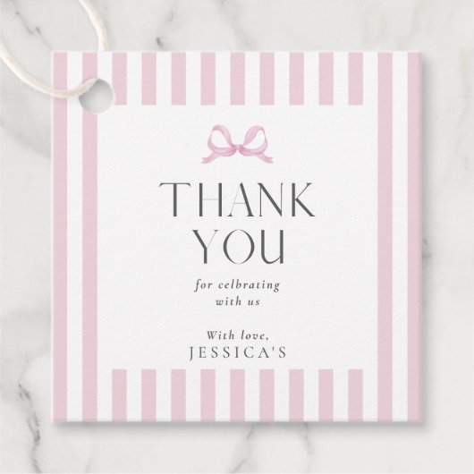 Étiquette Préppy Baby shower à mâchoires rayées ro (Devant)