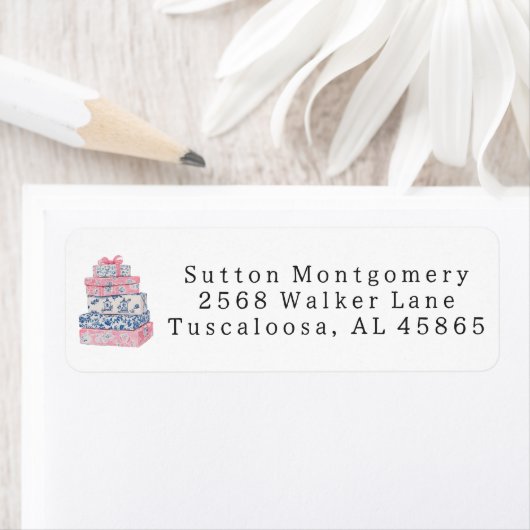 Étiquette Preppy Chinoiserie Grandmilennial Gift Address (En situation)