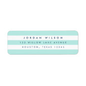Étiquette Preppy Pastel Mint & White Stripes Adresse de reto (Devant)