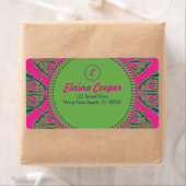 Étiquette Préppy rose Damask (En situation)