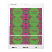 Étiquette Préppy rose Damask (Feuille entière)