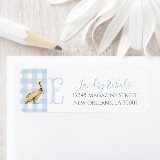 Étiquette Preppy Southern Blue Boy Pelican Baby shower (En situation)