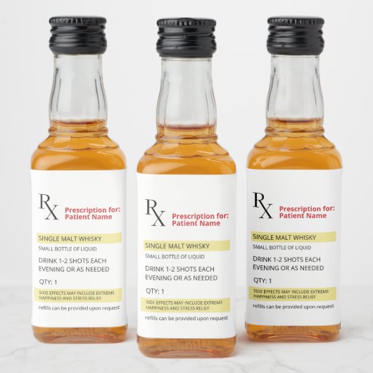 Étiquette Prescription Rx pour Humour amusant (Bouteilles)