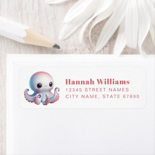 Étiquette Pretty Octopus Return Address Labels (En situation)