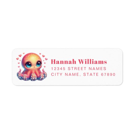 Étiquette Pretty Octopus Return Address Labels (Devant)