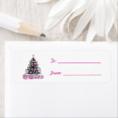 Étiquette Pretty Pink Bow Ornament Christmas (En situation)