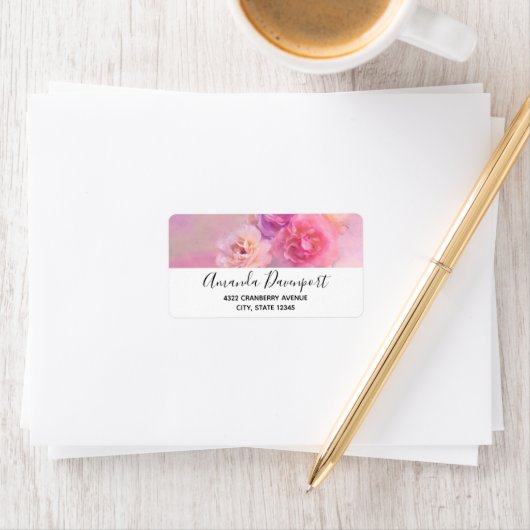 Étiquette Pretty Pink Carnations Stylish (En situation)