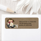 Étiquette Primitive Country Doll and Chickens Return Adresse (En situation)