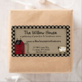 Étiquette Primitive Saltbox House and Willow Tree Shipping (En situation)