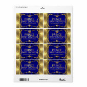 Étiquette Prince Royal Blue Baby shower Gold Boy (Feuille entière)