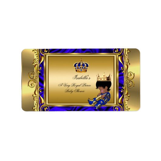 Étiquette Prince Royal Blue Baby shower Regal Gold Boy (Devant)