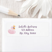 Étiquette Princess swan rose fille adresse de retour  (En situation)