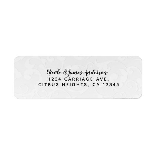 Étiquette Princesse White Damask Storybook Mariage élégant (Devant)
