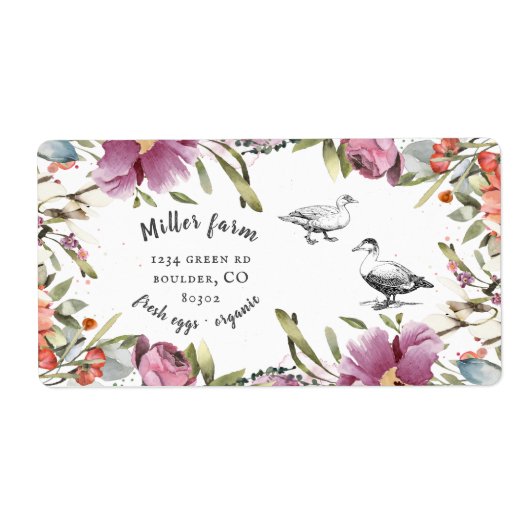 Étiquette printemps floral rustique script canard oeuf carto (Devant)
