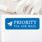 Étiquette PRIORITÉ VIA AIR MAIL 紙 飛 行 papier 機 avion origami (En situation)