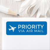 Étiquette PRIORITÉ VIA AIR MAIL 飛 行 機 avion des parcs des vé (En situation)