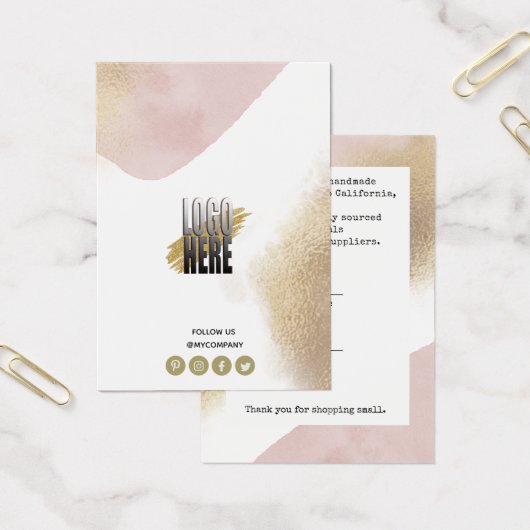 Étiquette Prix d'affichage du logo or Rose chic (Bureau)