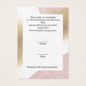 Étiquette Prix d'affichage du logo or Rose chic (Dos)