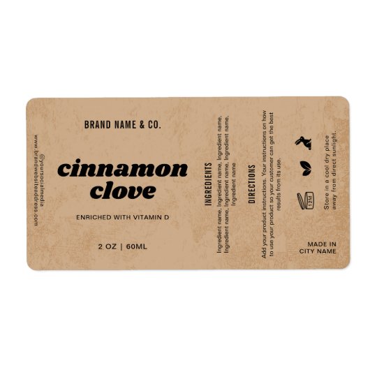 Étiquette  Product Customizable Brown Rustic Label (Devant)