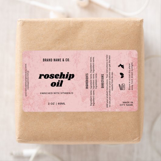 Étiquette  Product Customizable Pink Rustic Label (En situation)