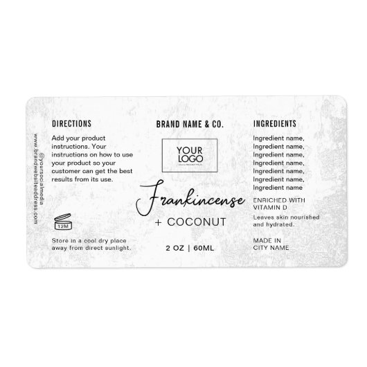 Étiquette  Product Customizable White Rustic Label (Devant)