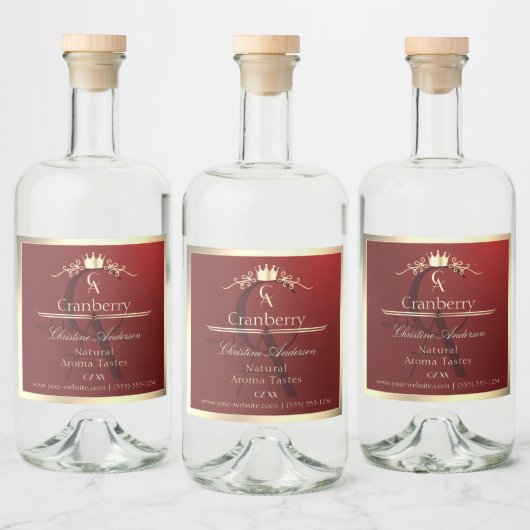 Étiquette produit rouge vin avec Monogramme cadre (Bouteilles)