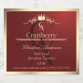 Étiquette produit rouge vin avec Monogramme cadre (Étiquettes simples)