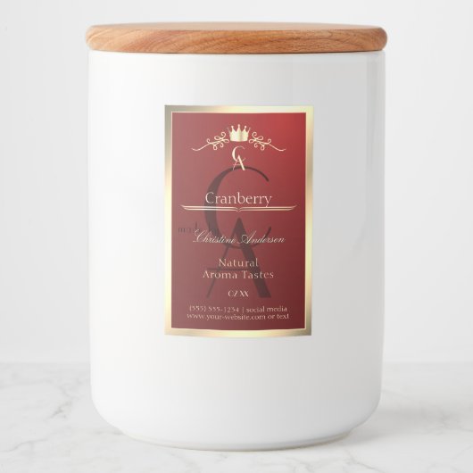 Étiquette produit rouge vin avec Monogramme cadre (Devant)