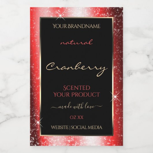 Étiquette produit Ruby Red Sparkle Parties scintil (Étiquettes simples)