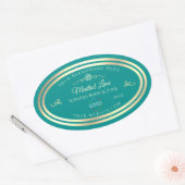 Étiquette produit Turquoise classique avec cadre e (Enveloppe)