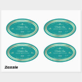 Étiquette produit Turquoise classique avec cadre e (Feuille)