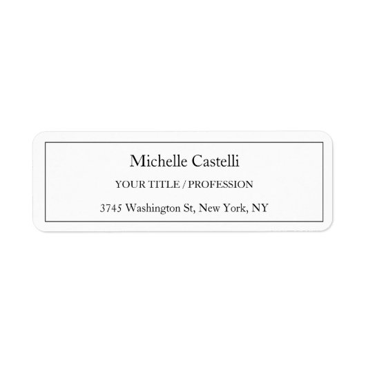 Étiquette Professional Unique Classical Simple Black & White (Devant)