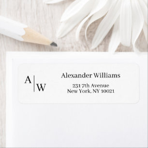 Étiquette Professionnel 2 Monogramme Nom Simple Basic Minima