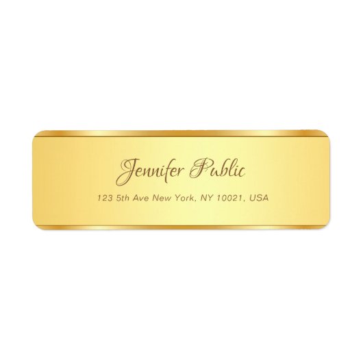 Étiquette Professionnel Gold Nom Calligraphié Texte Moderne (Devant)