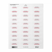 Étiquette Professionnel minimaliste blanc rouge (Feuille entière)