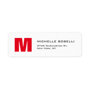 Étiquette Professionnel Rouge Blanc Monogramme Moderne Uniqu