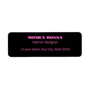 Étiquette Professionnel Simple Moderne Neon Rose Noir