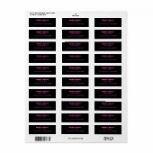 Étiquette Professionnel Simple Moderne Neon Rose Noir (Feuille entière)
