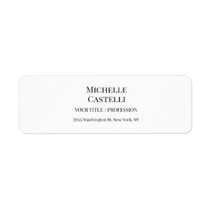 Étiquette Professionnel Unique Classique Simple Noir & Blanc