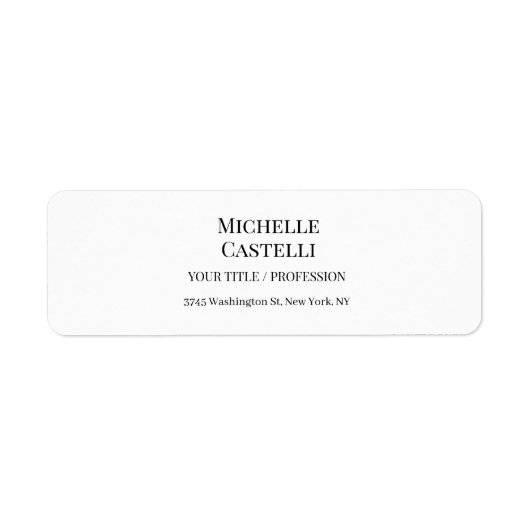 Étiquette Professionnel Unique Classique Simple Noir & Blanc (Devant)