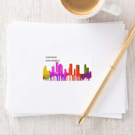 ÉTIQUETTE PUDDLES SKYLINE HOUSTON TEXAS (En situation)