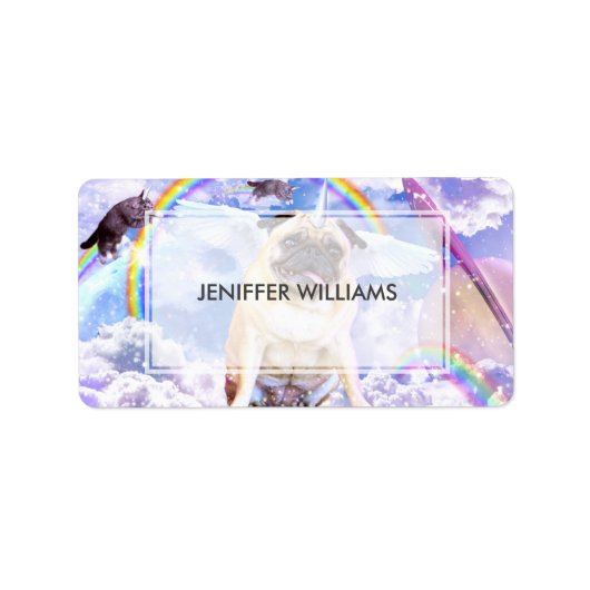 Étiquette Pug unicorn (Devant)