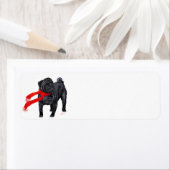 Étiquette Pugs en écharpe rouge (En situation)