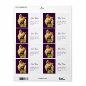 Étiquette PULCINELLA AVEC MANDOLIN violet blanc (Feuille entière)