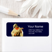 Étiquette PULCINELLA JOUER MANDOLIN Naples Masquerade Masque (En situation)