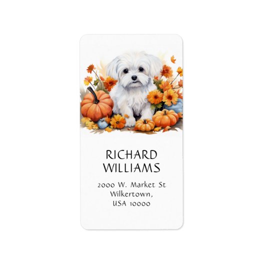 Étiquette Pumkin & Puppy Fall Thème Adresse (Devant)