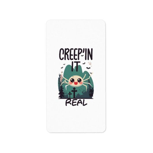 Étiquette Pun de l'araignée de Halloween Kawaii (Devant)