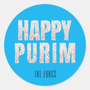 Étiquette Purim joyeux confettis