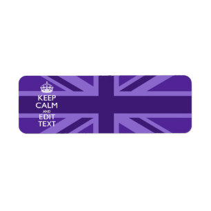 Étiquette Purple Accent Keep Calm and Your Text Union Jack